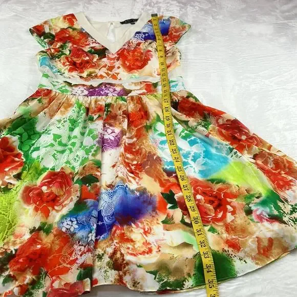Sami and Dani flowers and mesh vibrant fit and flare dress, size 9 or 10 - Picture 4 of 10